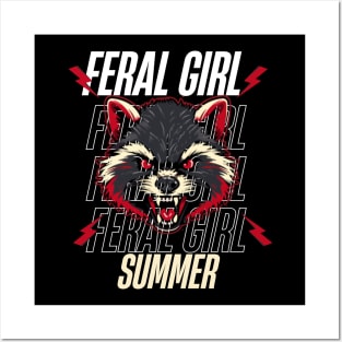 Raccoon Feral Girl Summer Posters and Art